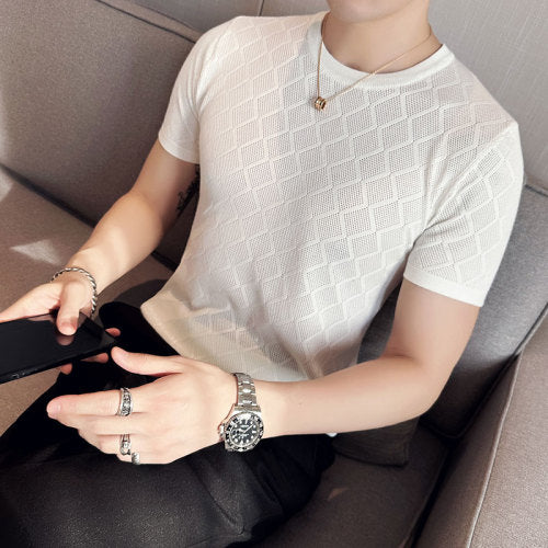 style men's ice silk knit t-shirt