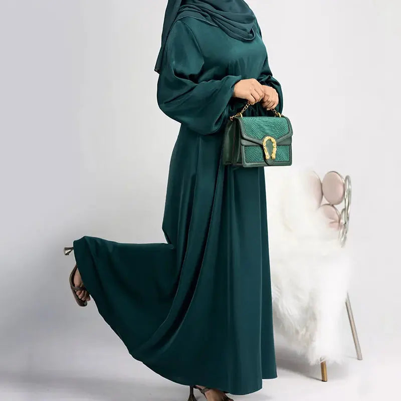 RETAL STYLE Satin Abaya Closed Hijab Dress Turkey Muslim