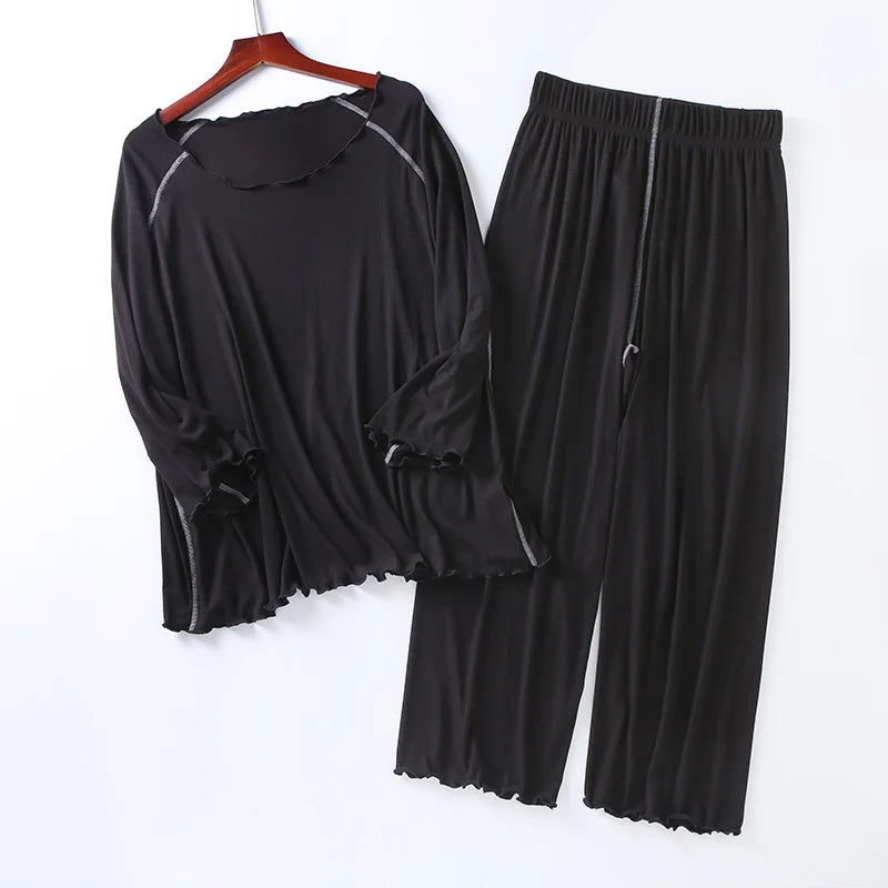 New silk light Modale pajamas women seven sleeves nine wide-legged pants ,home clothing set