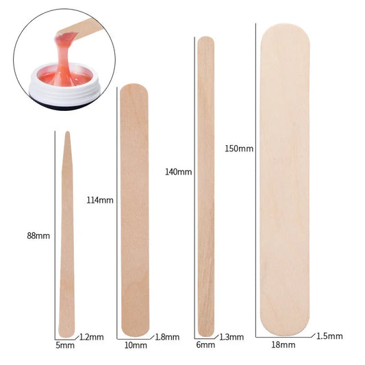 100pc Wooden Waxing Stick Hair Remove Disposable