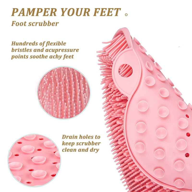 Shower Massage Scraper Bathroom Non-slip Bath Mat Back Massage Brush Silicone Foot Wash Body Cleaning Bathing Tool