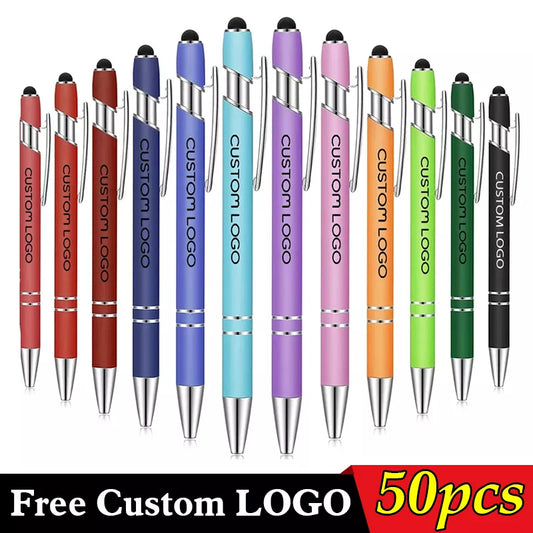 The finest stationery and office tools, elegance and luxury for multiple uses 50 Pcs Metal Business Ballpoint Universal Drawing Touch Screen Stylus Pen Custom Logo School Office Supplies