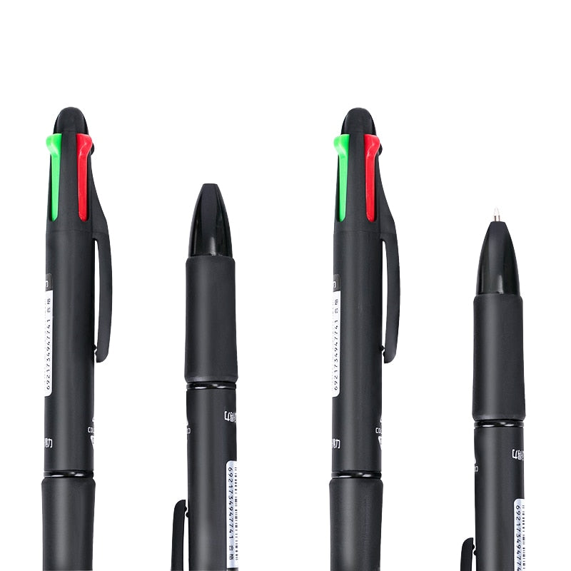 Pen 3PCS/Lot Blue Black Red Green 4 In 1 Colorful Ball Pens 0.7mm Ink Refill School Office