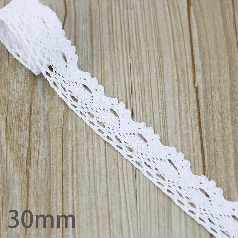 White Beige Cotton Embroidered Lace Net Ribbons Fabric