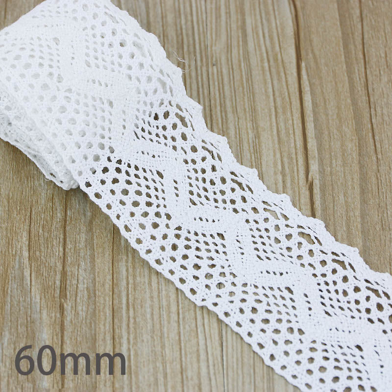 White Beige Cotton Embroidered Lace Net Ribbons Fabric