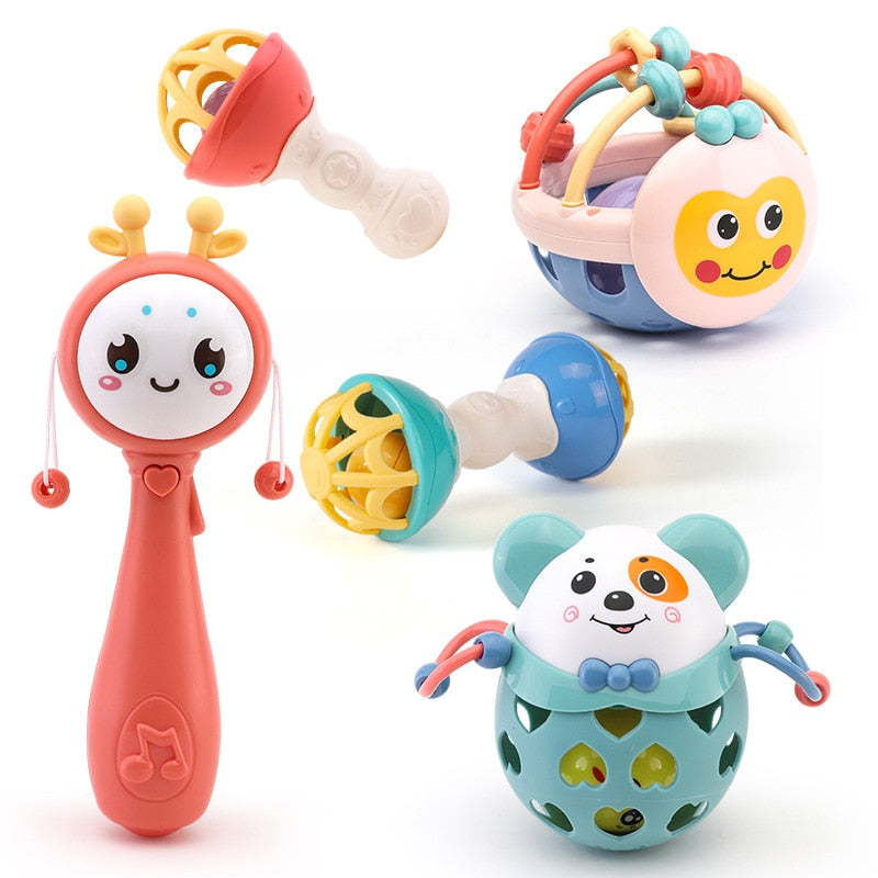 ADAM Toys Music Flashing Macaron Soft Rattle Early Education Hand Bells Mobile