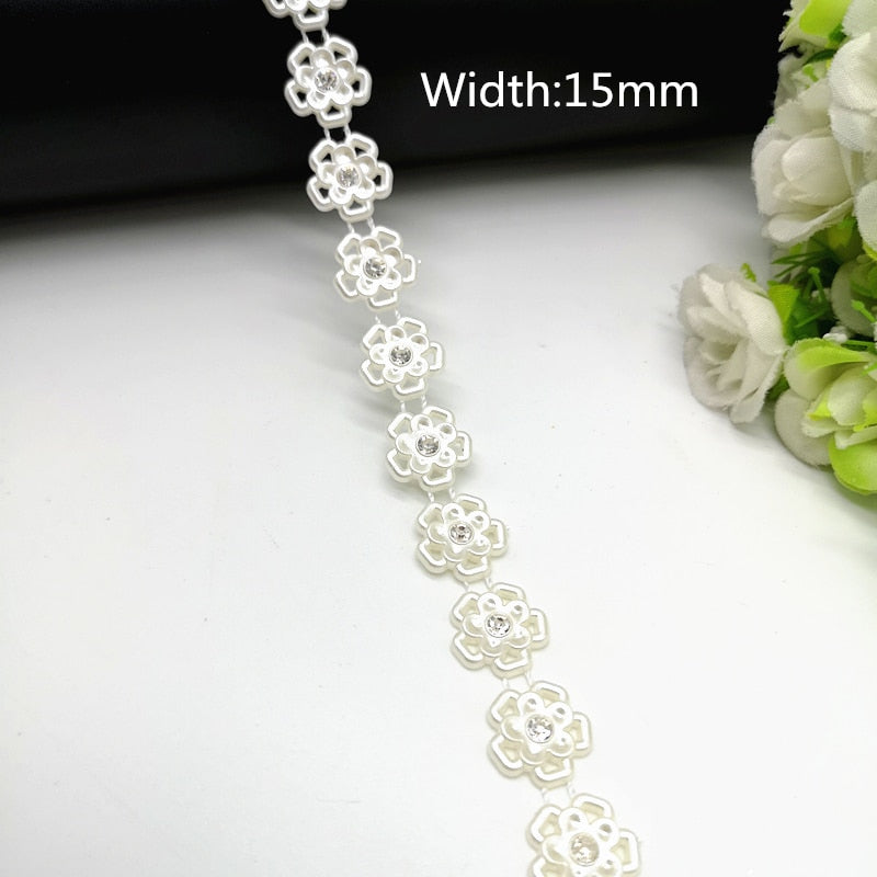 Rhinestone Chain Pearl Crystal Chain Sew On Trims Wedding Dress Costume