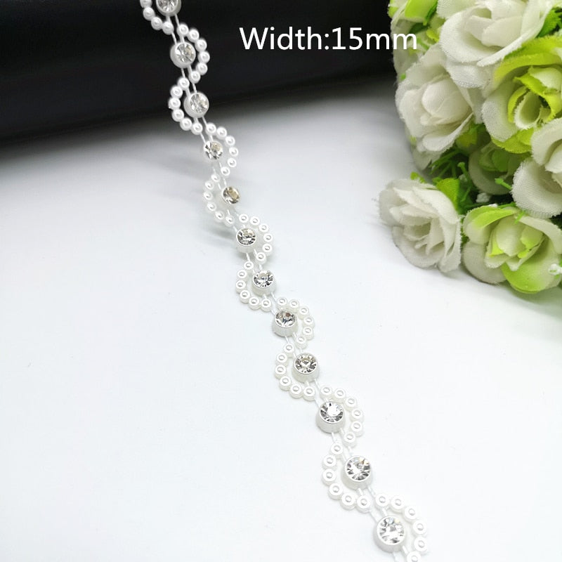 Rhinestone Chain Pearl Crystal Chain Sew On Trims Wedding Dress Costume