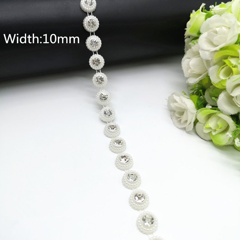 Rhinestone Chain Pearl Crystal Chain Sew On Trims Wedding Dress Costume