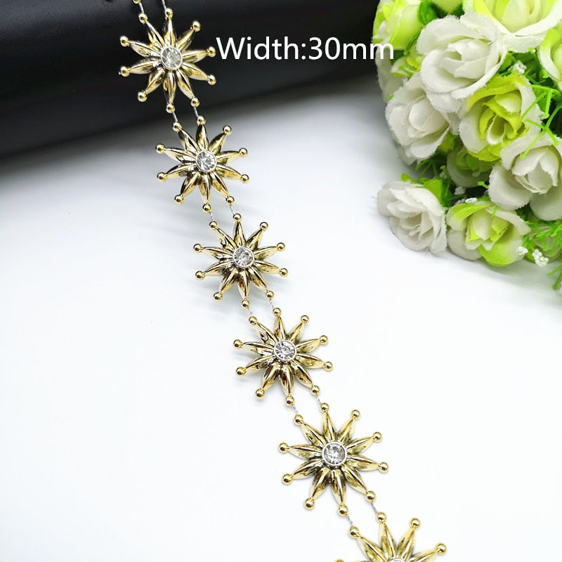 Rhinestone Chain Pearl Crystal Chain Sew On Trims Wedding Dress Costume