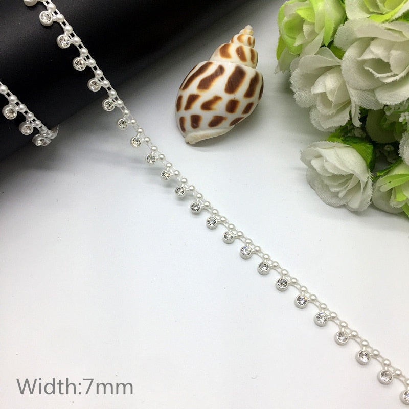 Rhinestone Chain Pearl Crystal Chain Sew On Trims Wedding Dress Costume