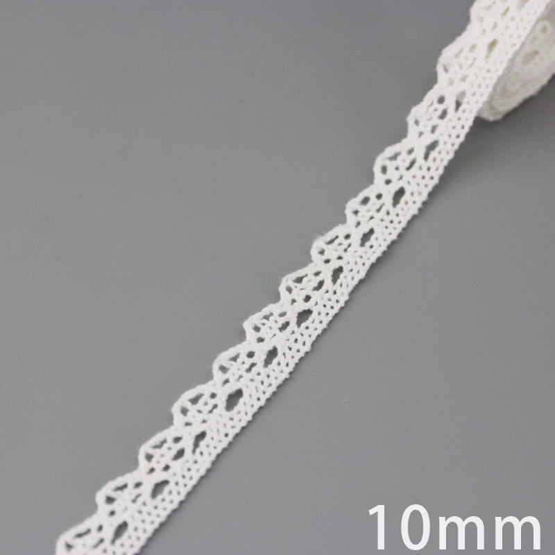 White Beige Cotton Embroidered Lace Net Ribbons Fabric