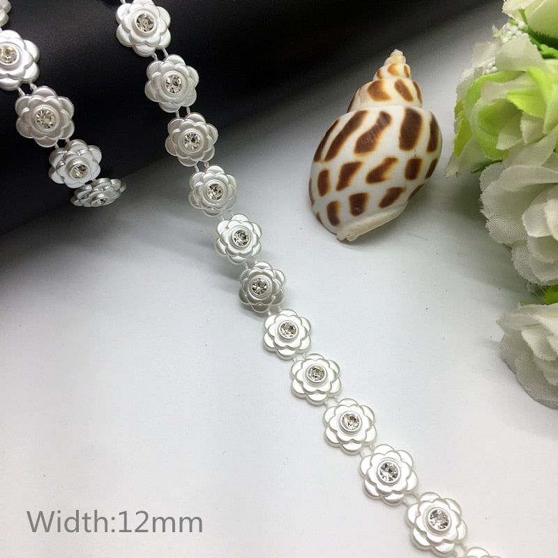 Rhinestone Chain Pearl Crystal Chain Sew On Trims Wedding Dress Costume