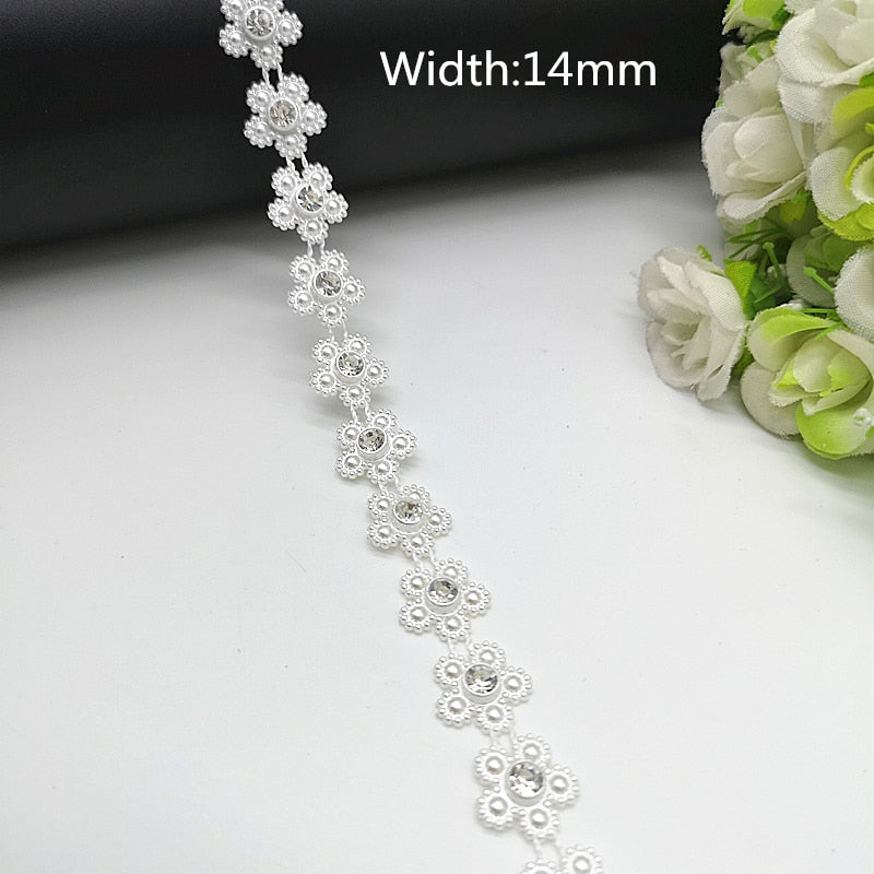 Rhinestone Chain Pearl Crystal Chain Sew On Trims Wedding Dress Costume