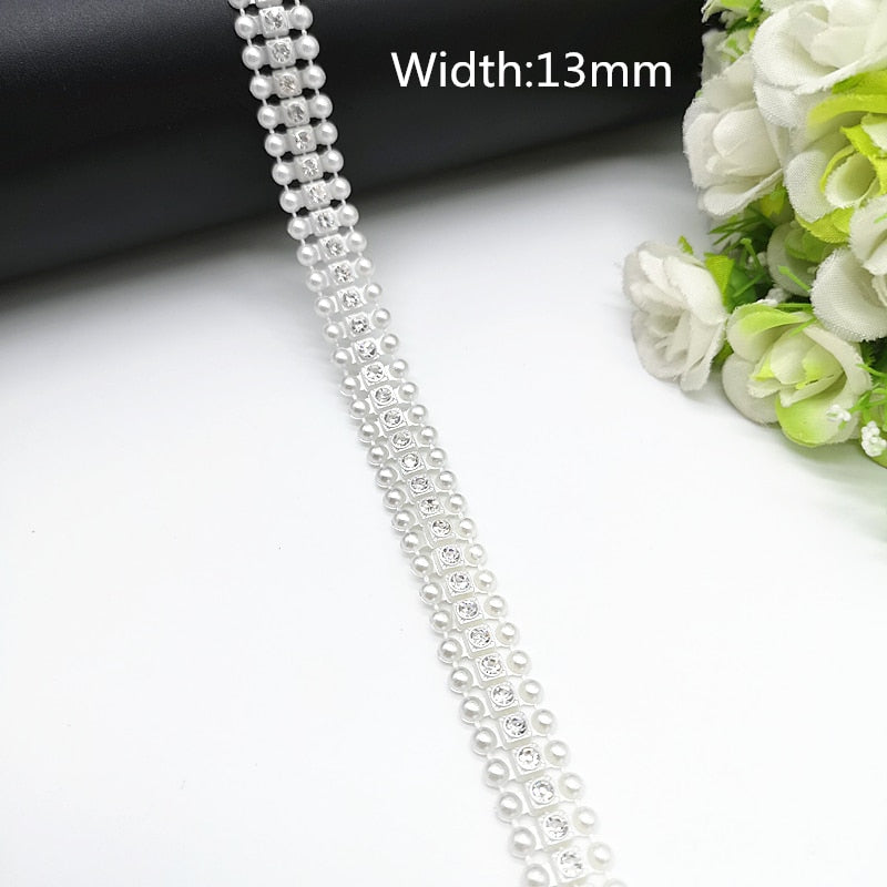 Rhinestone Chain Pearl Crystal Chain Sew On Trims Wedding Dress Costume