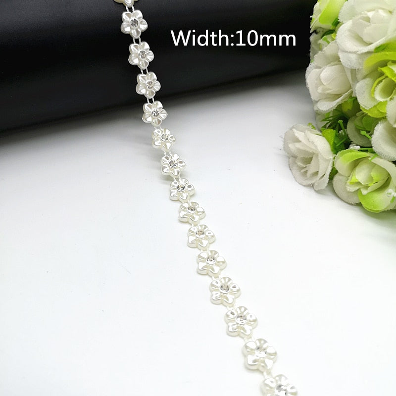 Rhinestone Chain Pearl Crystal Chain Sew On Trims Wedding Dress Costume