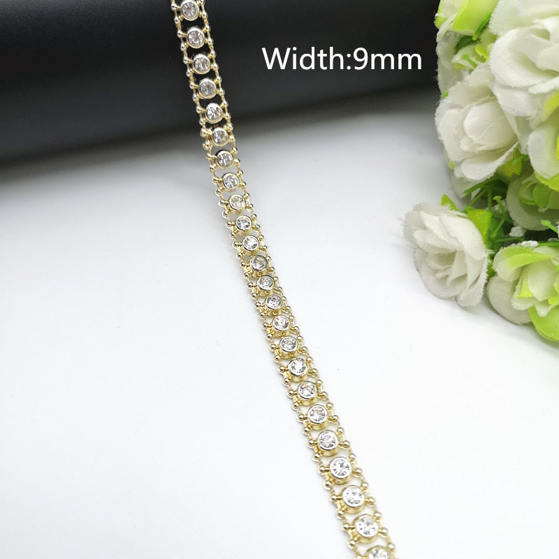 Rhinestone Chain Pearl Crystal Chain Sew On Trims Wedding Dress Costume