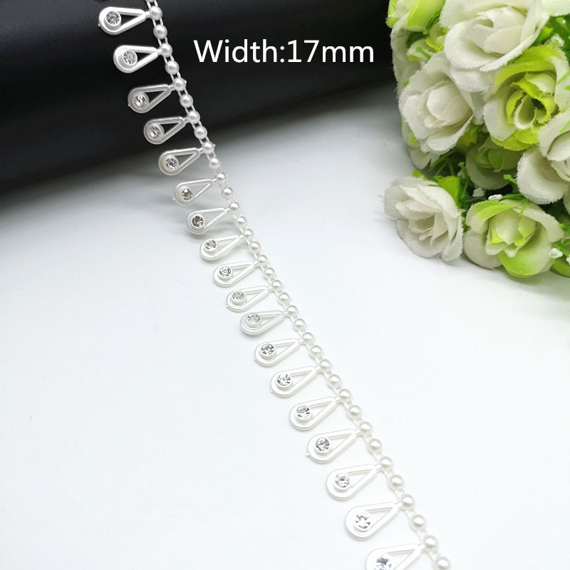 Rhinestone Chain Pearl Crystal Chain Sew On Trims Wedding Dress Costume