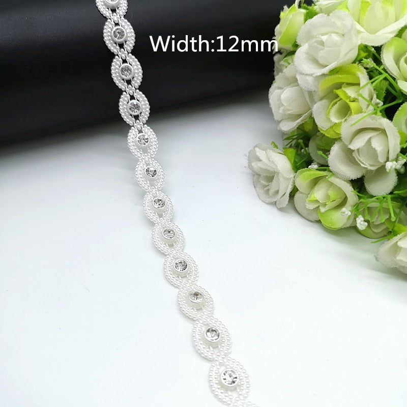 Rhinestone Chain Pearl Crystal Chain Sew On Trims Wedding Dress Costume