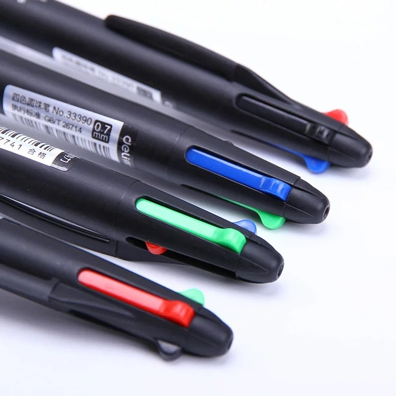 Pen 3PCS/Lot Blue Black Red Green 4 In 1 Colorful Ball Pens 0.7mm Ink Refill School Office