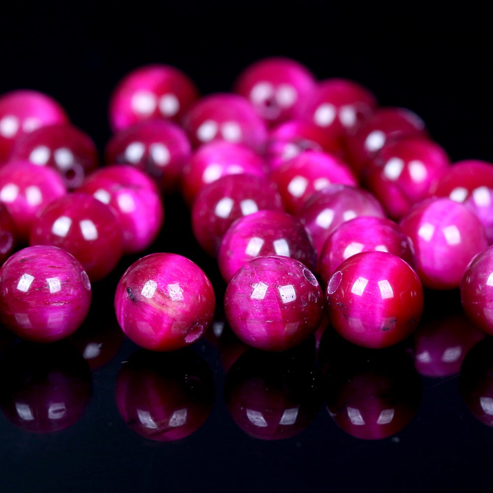 Natural Rose Red Tiger Eye Stone Bead