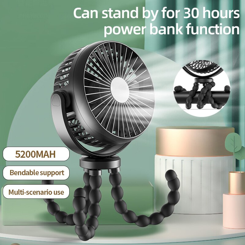 USB Desktop Folding Fan,Outdoor Baby Stroller Handheld Fan, Summer Mute Small Multifunctional Octopus Mini Fan