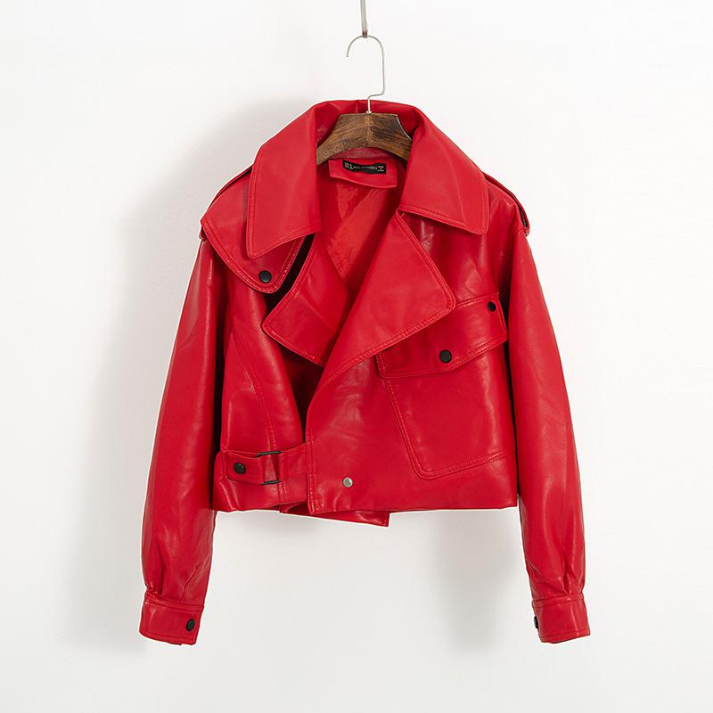 New Spring Women Leather Jacket Collar Loose