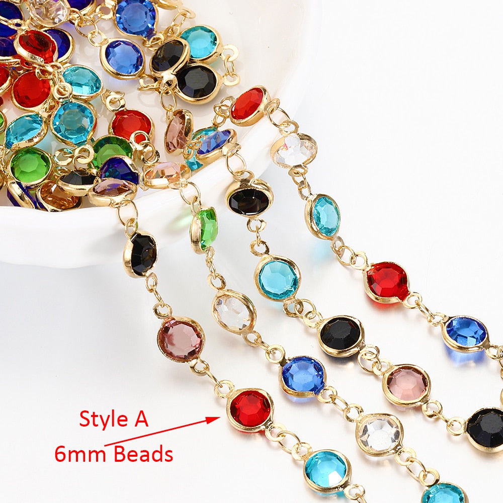 1meter 6mm Colorful Crystal Beads Beaded