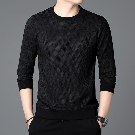 Men's Spring and Autumn Solid Color Loose O-Neck Pullover Sweater