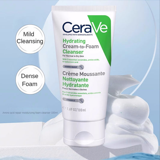 100 ml Cerave Foam Amino Acid Cleanser Hydrating Face Cream Whitening Repair Dry Peeling Redness Shrink Pores Makeup Removal