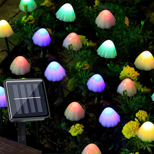 Solar Mushroom Fairy String Lights Led Outdoor Waterproof 8Modes Solar Powered In Ground Lights