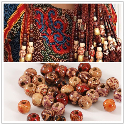 Wooden Beads African Hair Rings