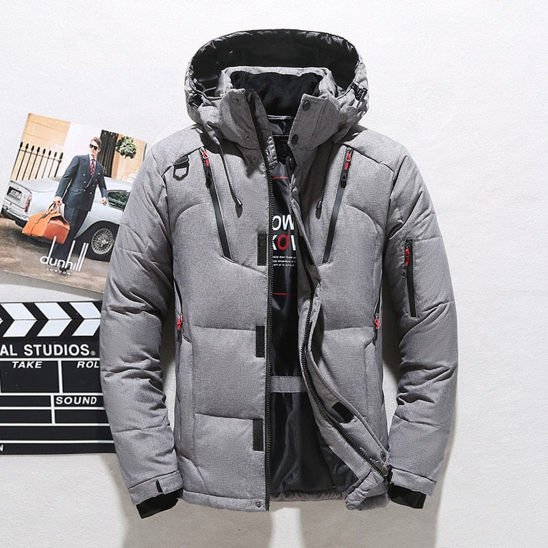 Men's White Duck Down Jacket Warm Overcoat Thermal Winter Parka