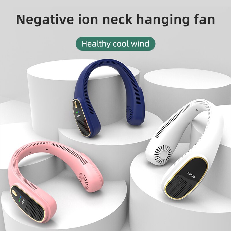 Neck hanging fan USB charging multi-range adjustable wind speed outdoor mini fan