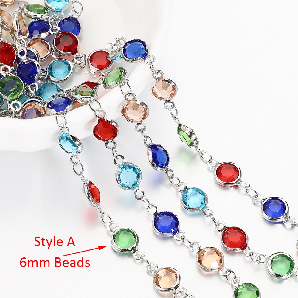 1meter 6mm Colorful Crystal Beads Beaded