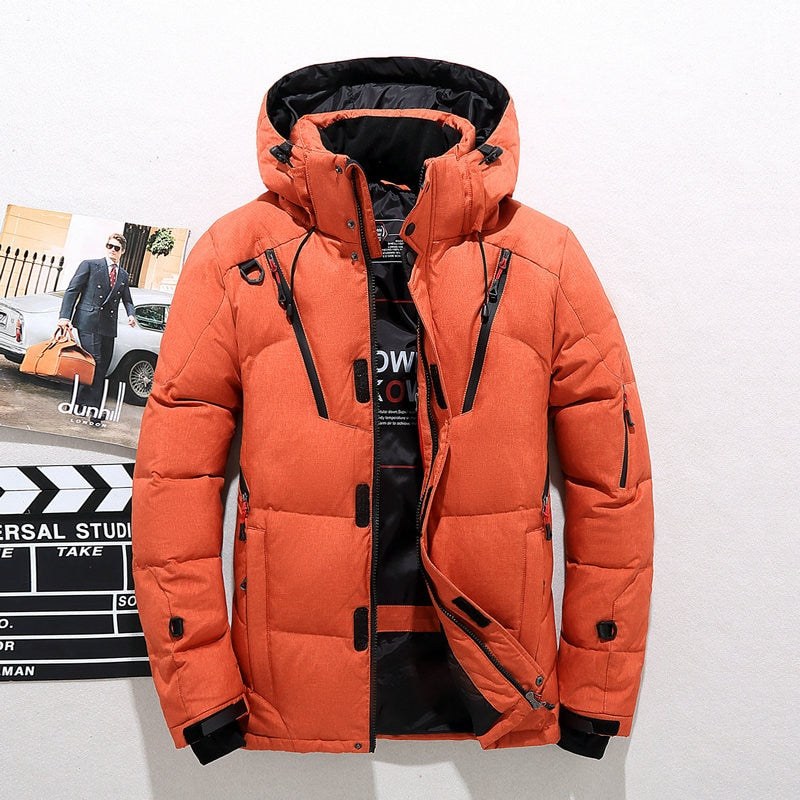 Men's White Duck Down Jacket Warm Overcoat Thermal Winter Parka